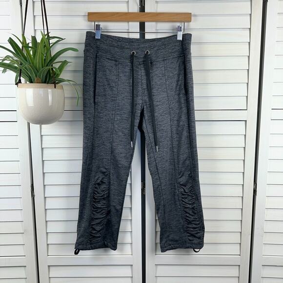 XCVI Movement Heathered Gray Cropped Capri Jogger Pants Ruched Drawstring Size S - Picture 1 of 10